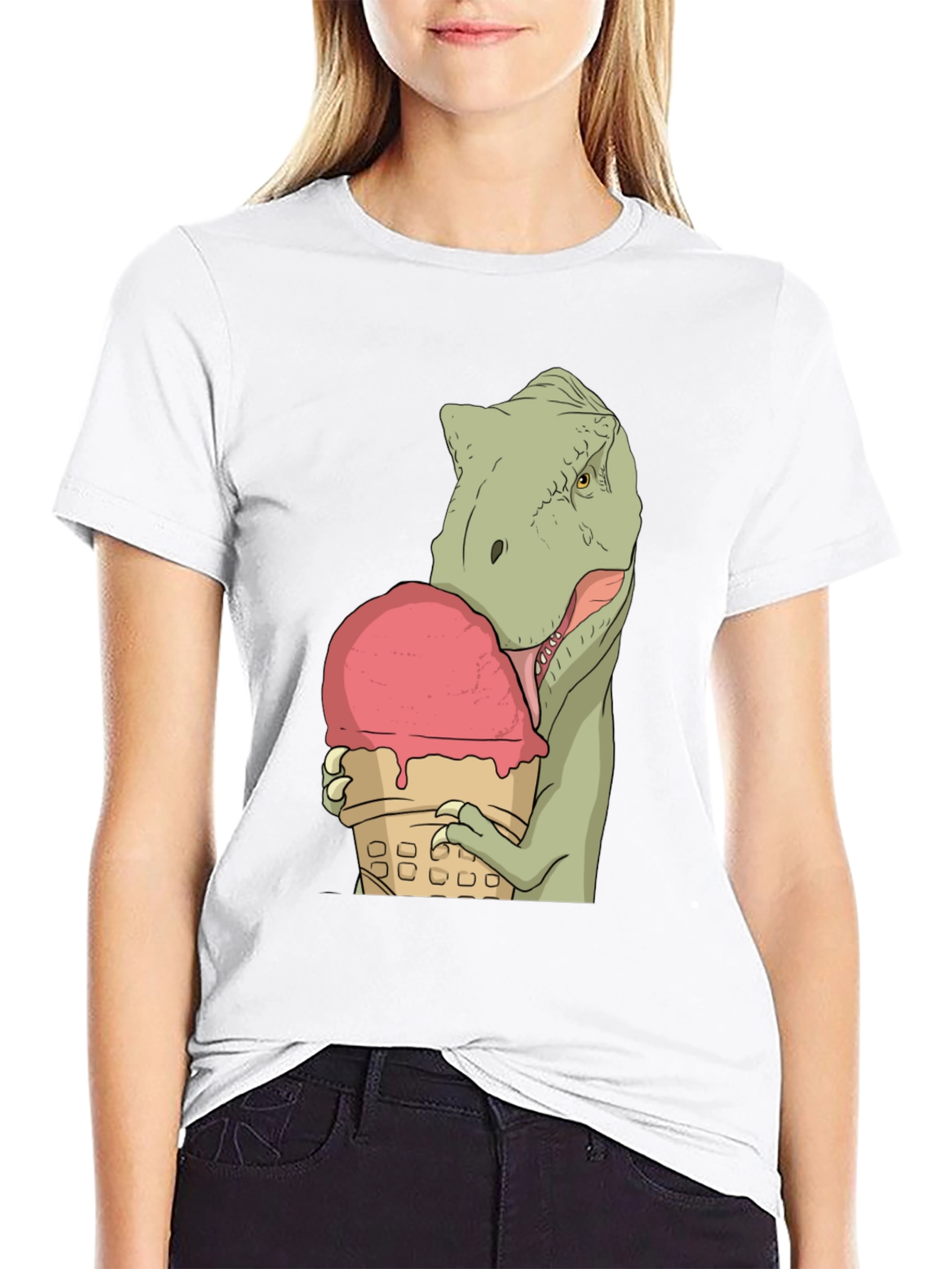 Dino Ice Cream T-Shirt - Black Cotton Unique Design