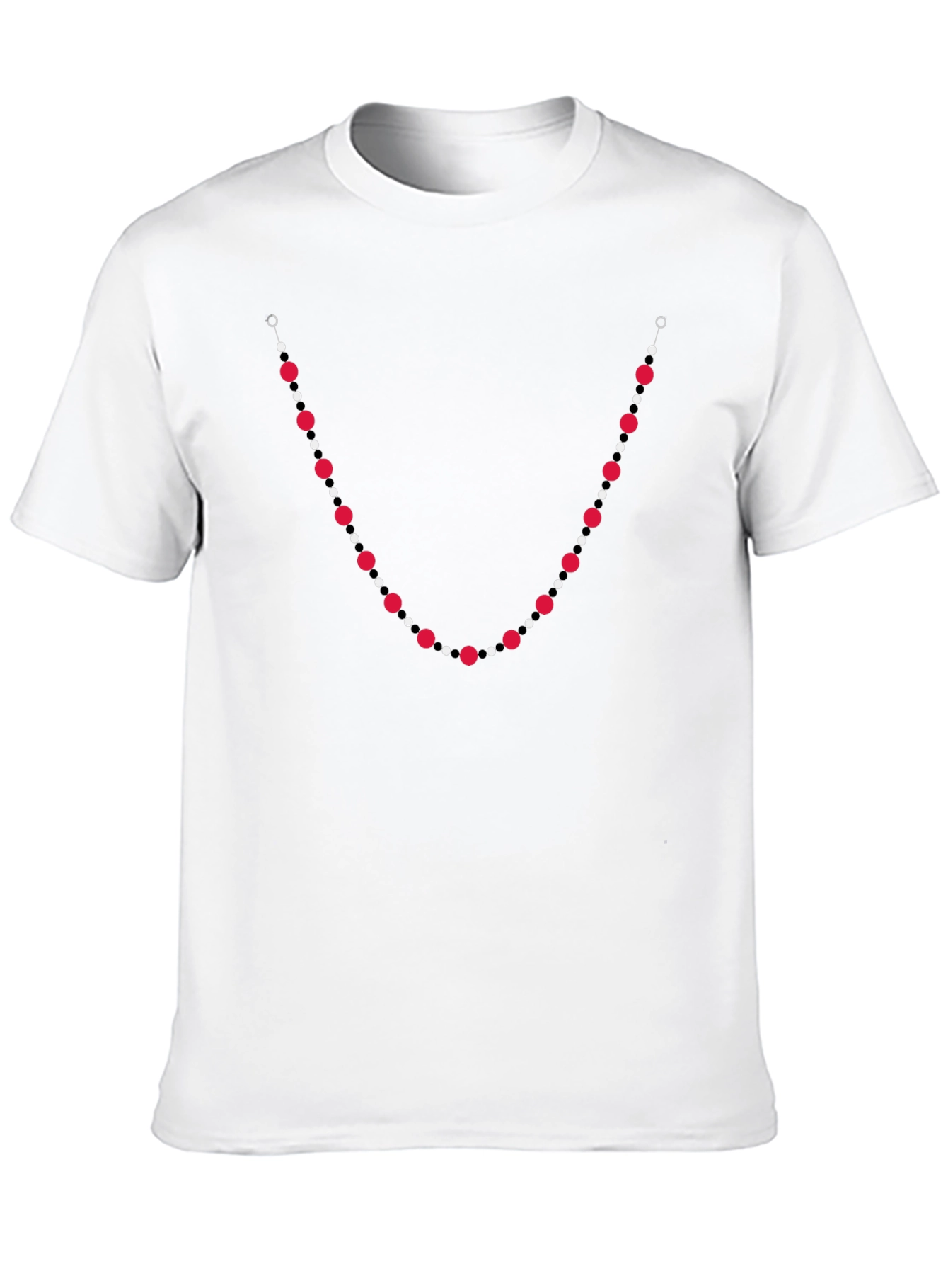 Unique Bead Necklace Print Black T-Shirt