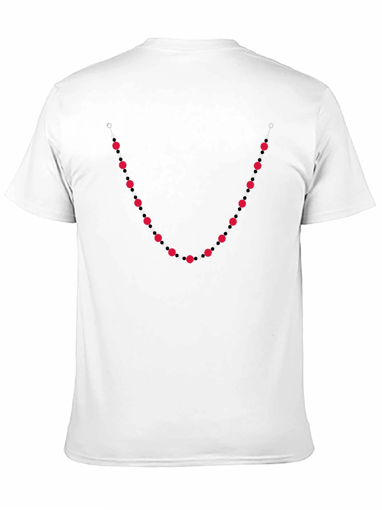 Unique Bead Necklace Print Black T-Shirt