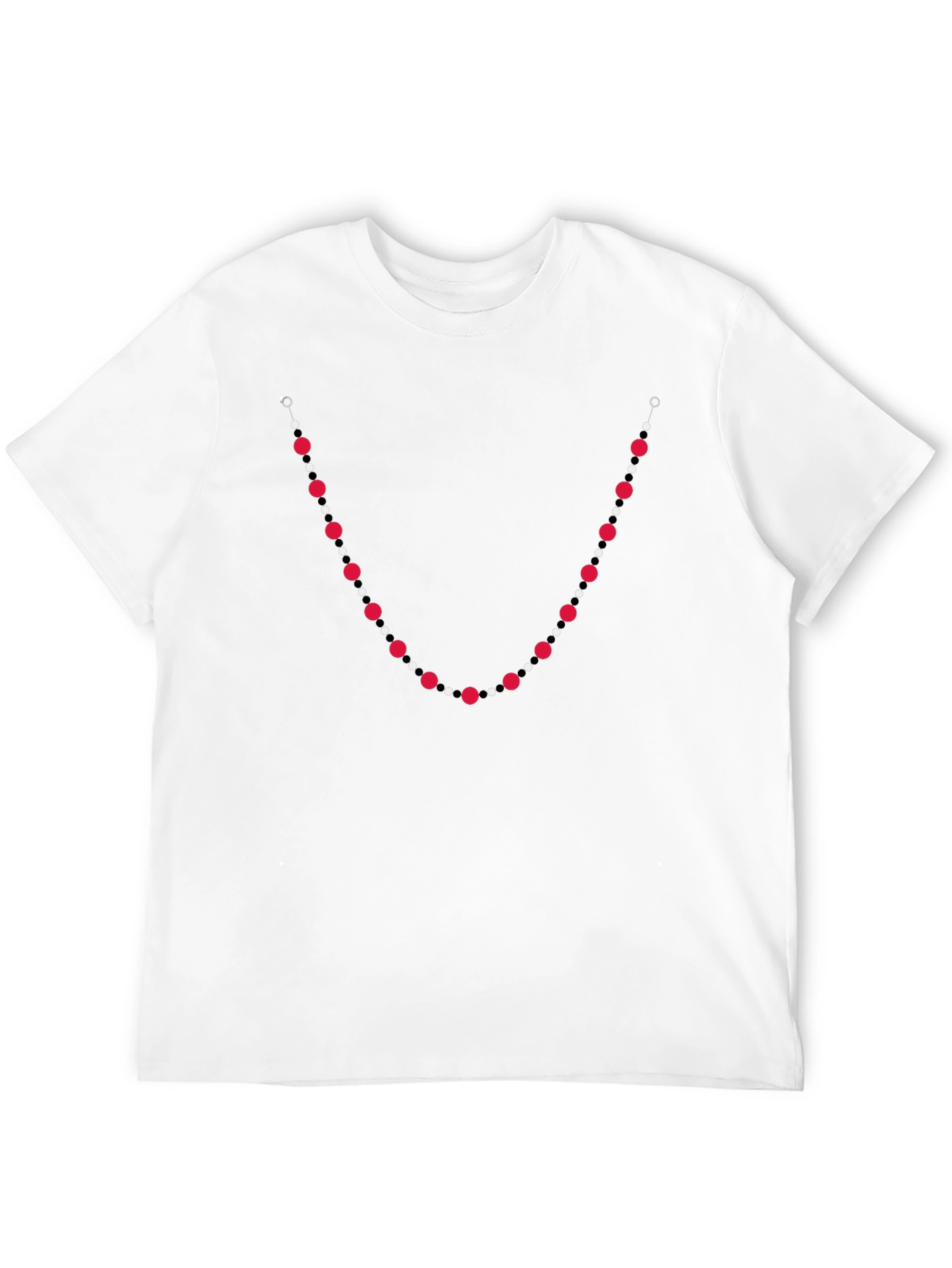 Unique Bead Necklace Print Black T-Shirt