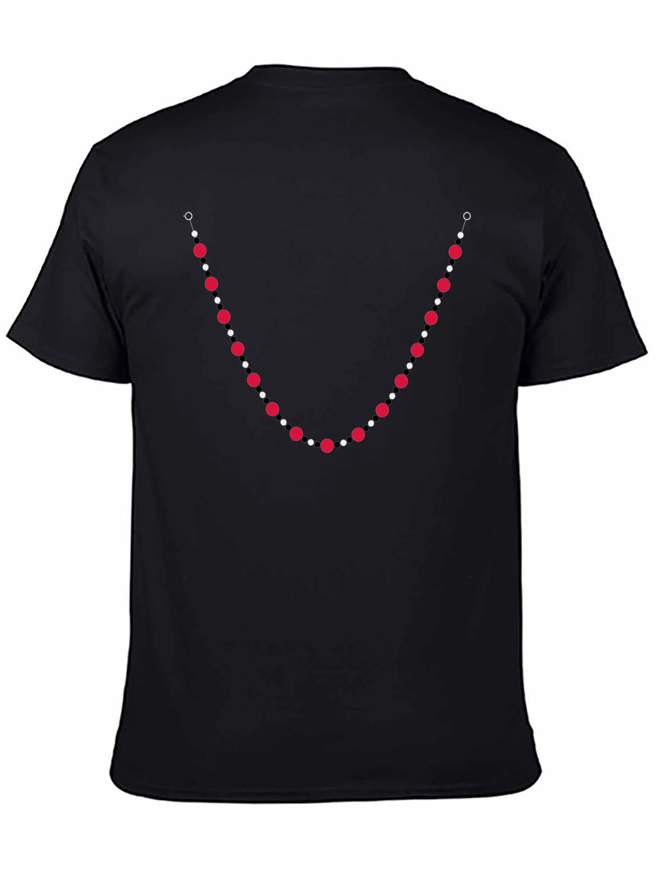 Unique Bead Necklace Print Black T-Shirt