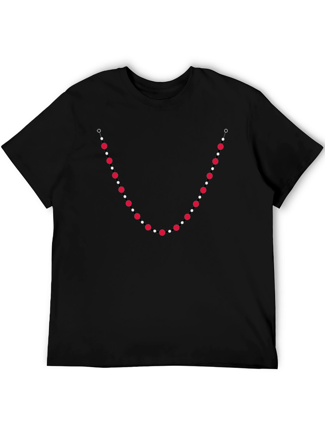 Unique Bead Necklace Print Black T-Shirt