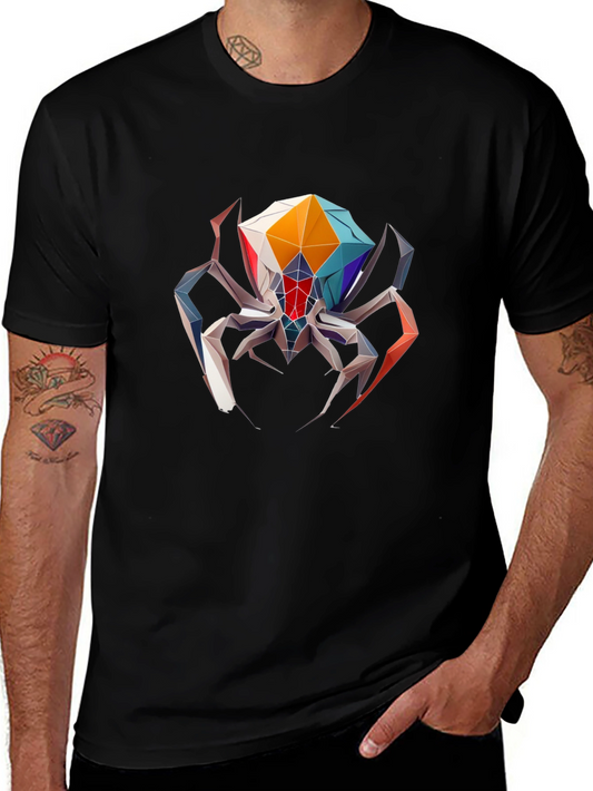 Geometric Spider Graphic Tee - Black