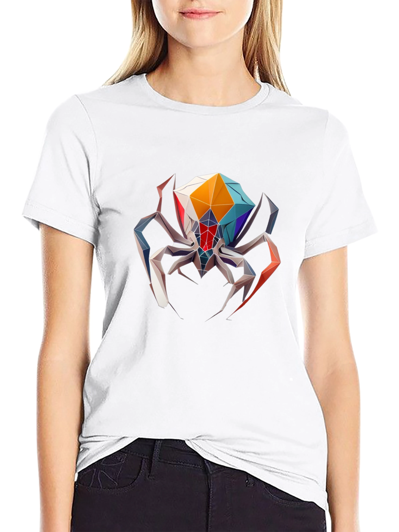 Geometric Spider Graphic Tee - Black