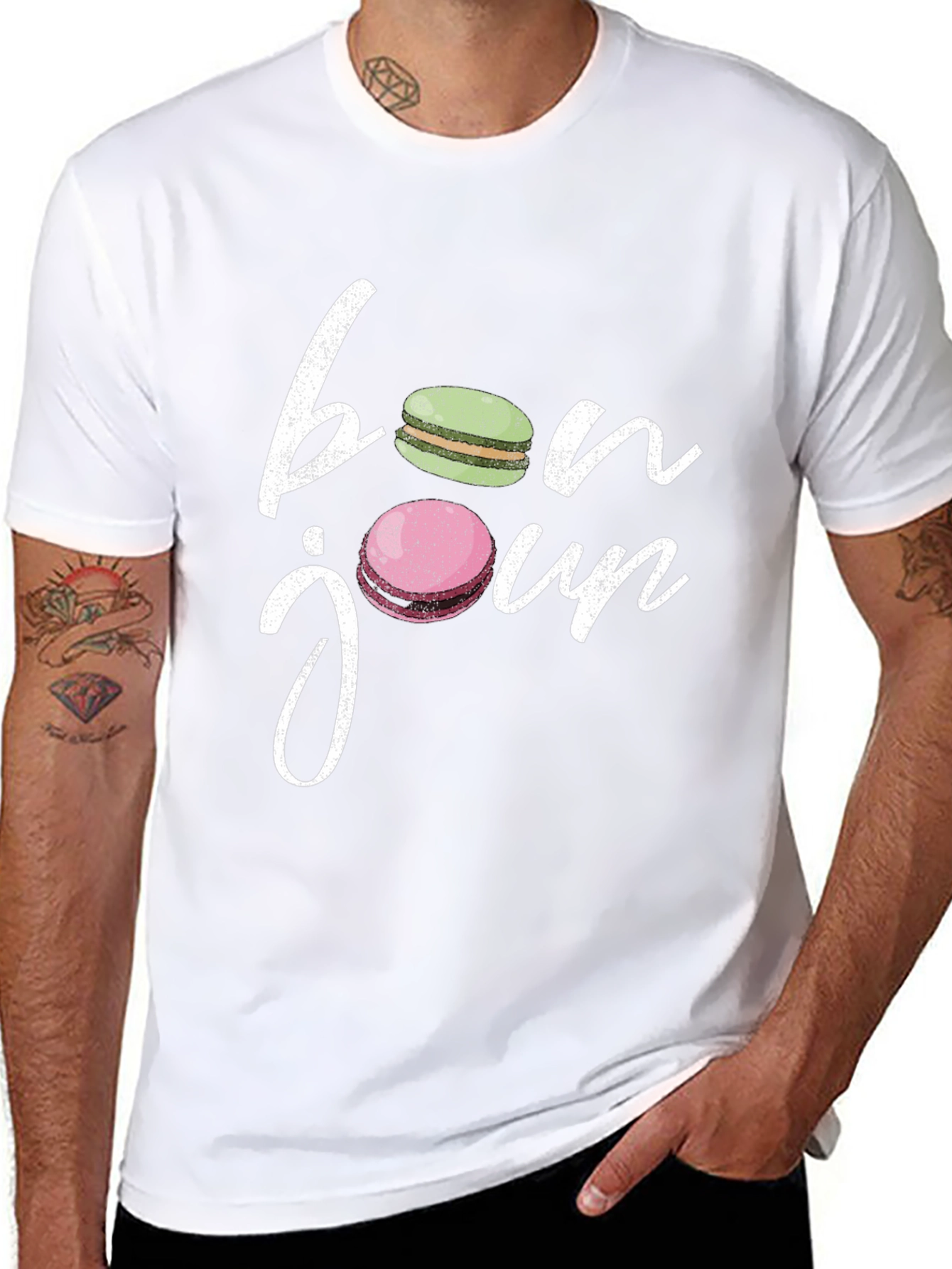 Bonjour Macarons T-Shirt - French Style