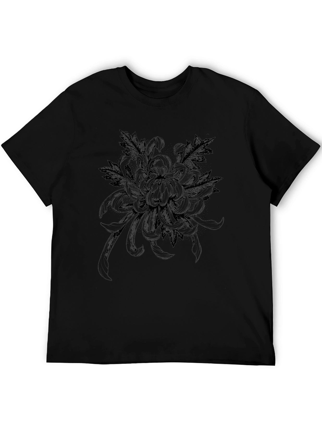 Black Floral Print Crew Neck T-Shirt