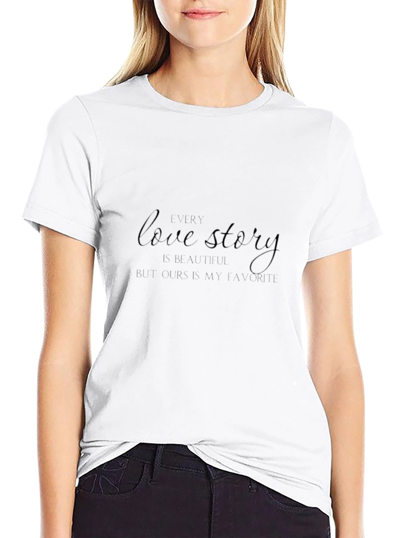 Love Story Graphic Print Black T-Shirt