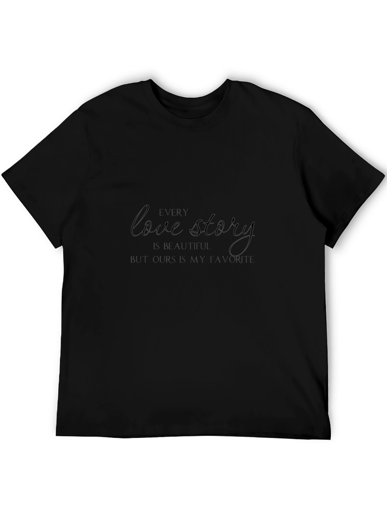 Love Story Graphic Print Black T-Shirt