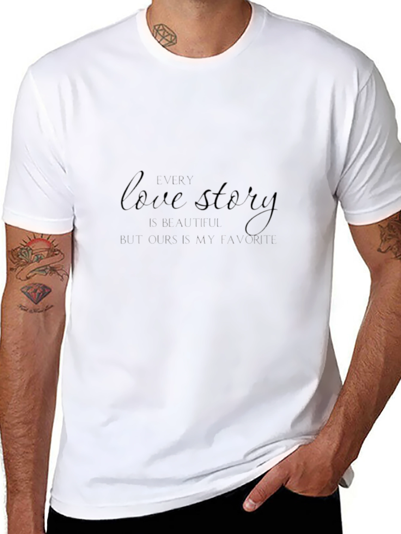 Love Story Graphic Print Black T-Shirt
