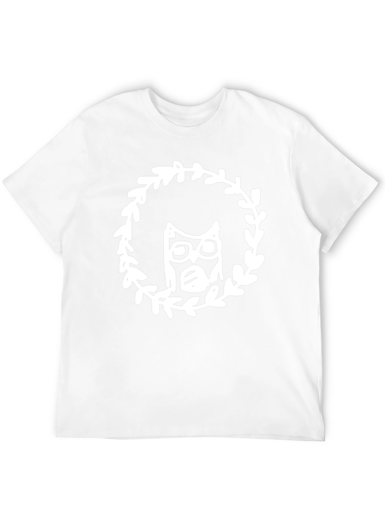 Owl Wreath Graphic Tee - Black Cotton Blend T-Shirt