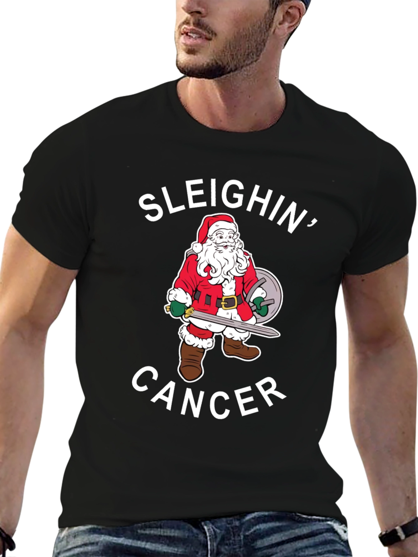 Sleighin Cancer Santa T-Shirt