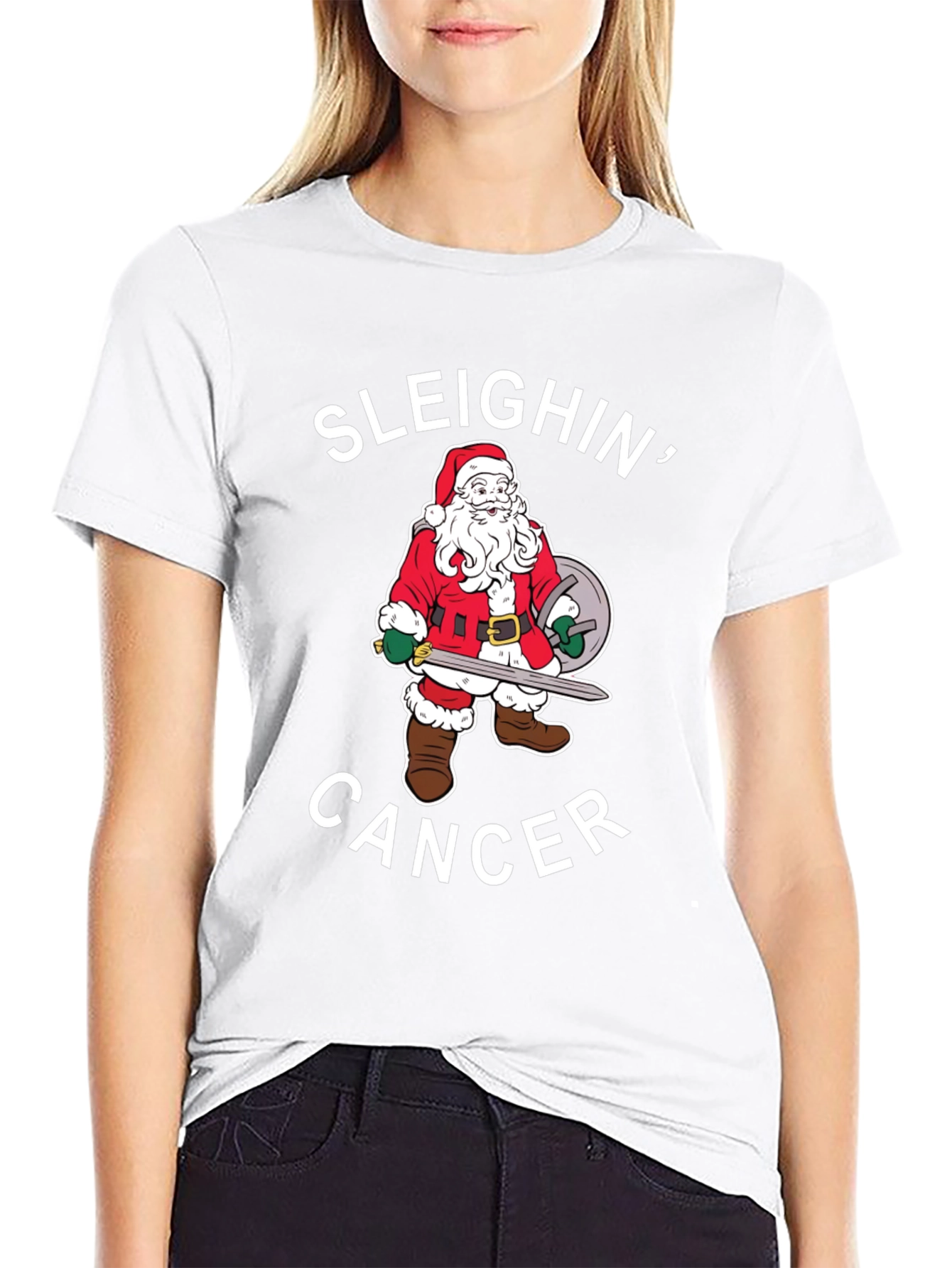 Sleighin Cancer Santa T-Shirt