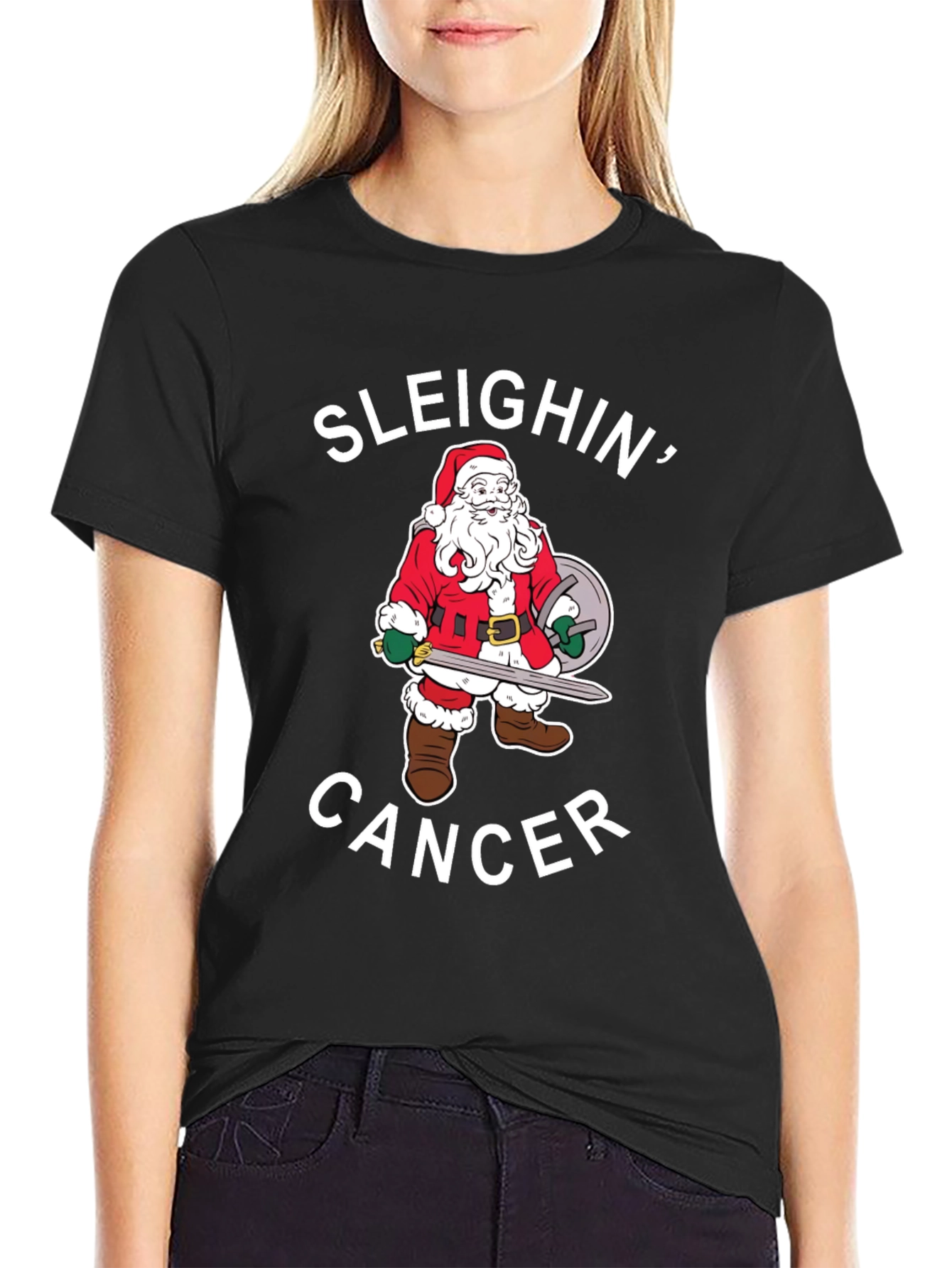 Sleighin Cancer Santa T-Shirt