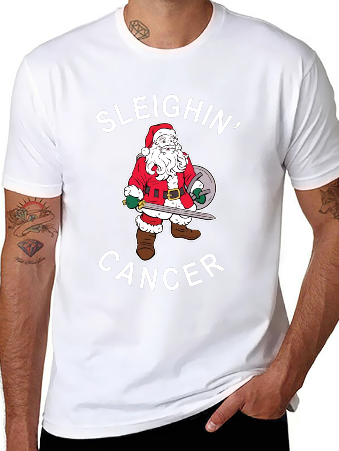 Sleighin Cancer Santa T-Shirt