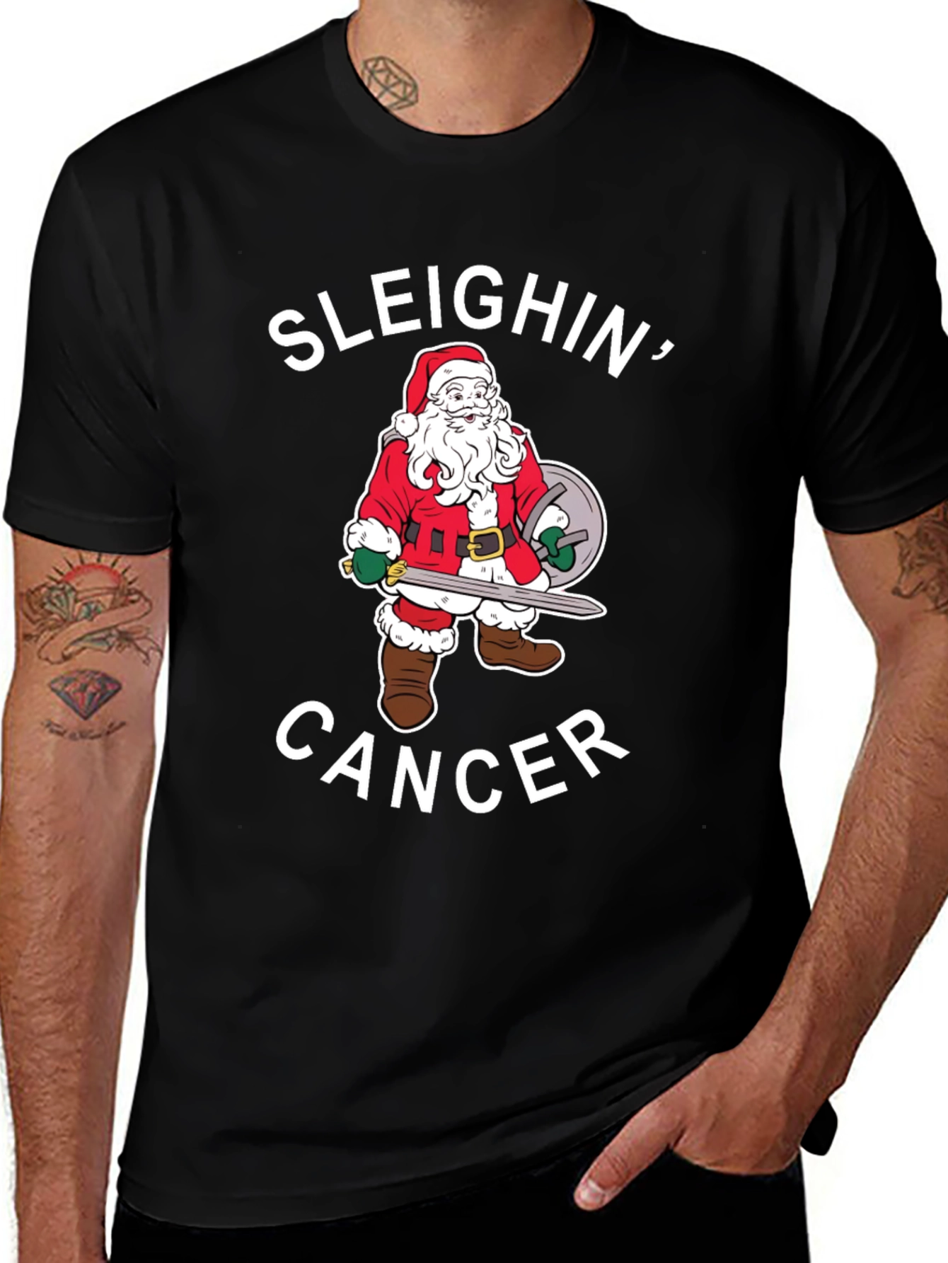 Sleighin Cancer Santa T-Shirt