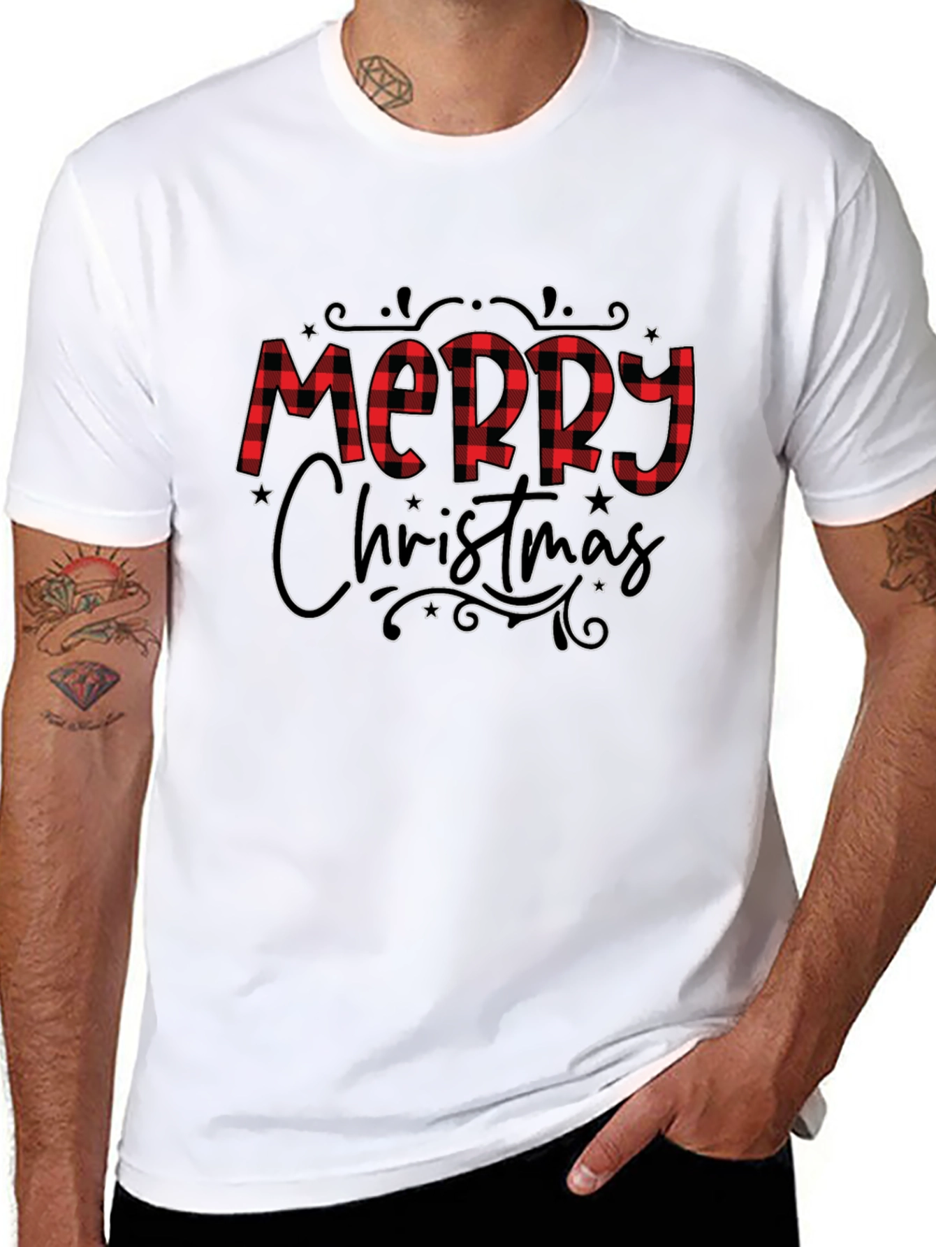 Merry Christmas Plaid Graphic Tee