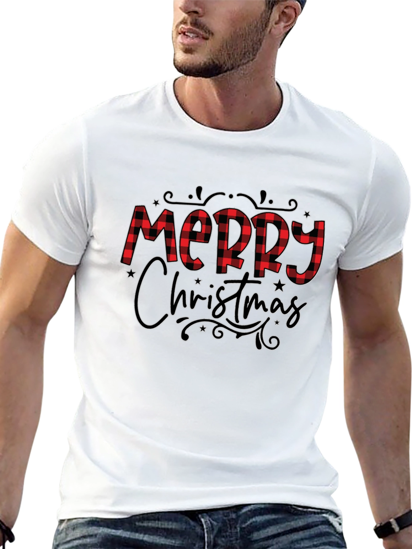 Merry Christmas Plaid Graphic Tee