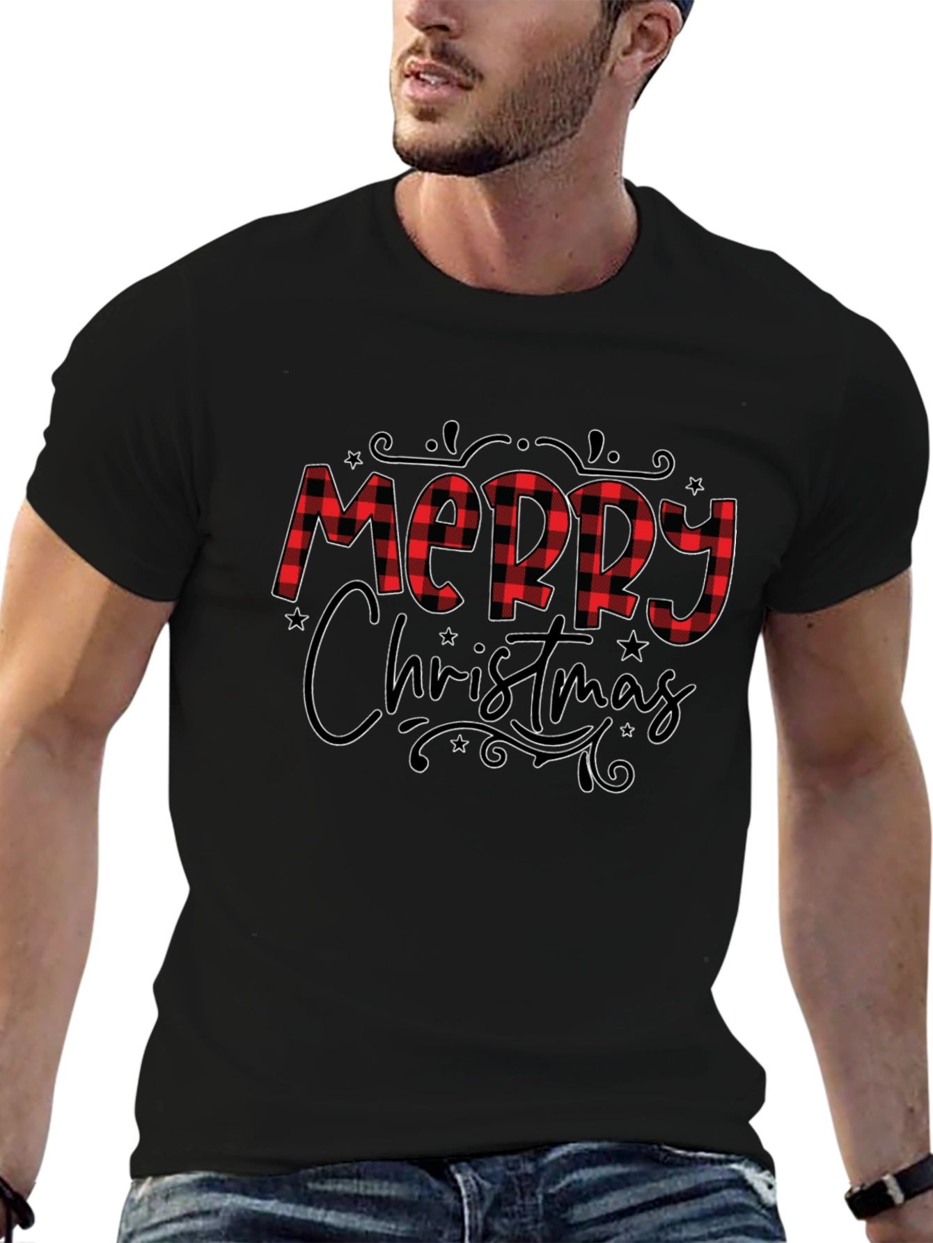 Merry Christmas Plaid Graphic Tee