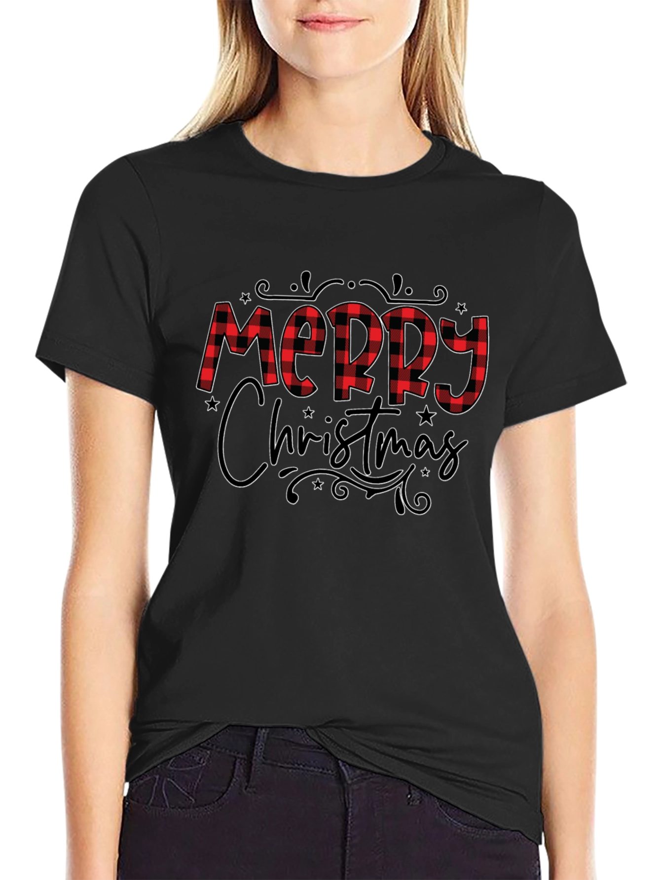 Merry Christmas Plaid Graphic Tee