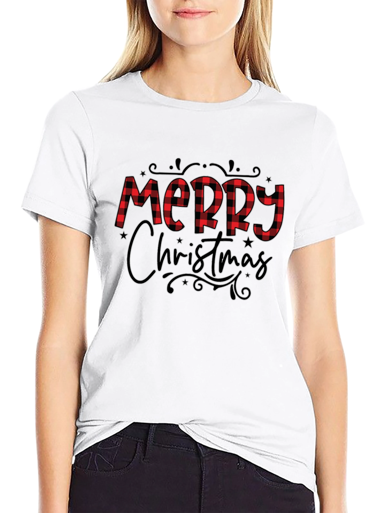 Merry Christmas Plaid Graphic Tee