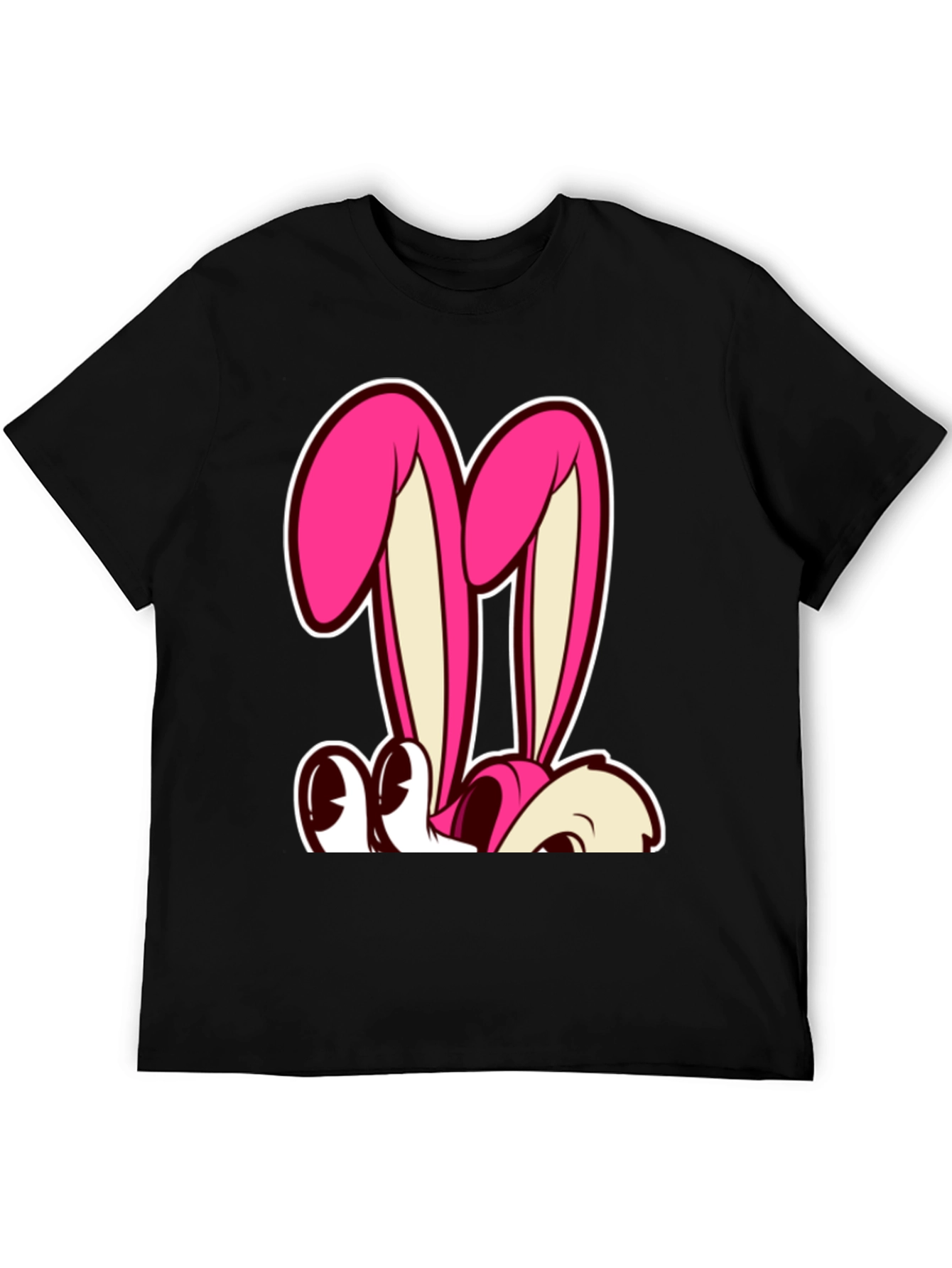 Bunny Graphic Tee - Black Cotton T-Shirt