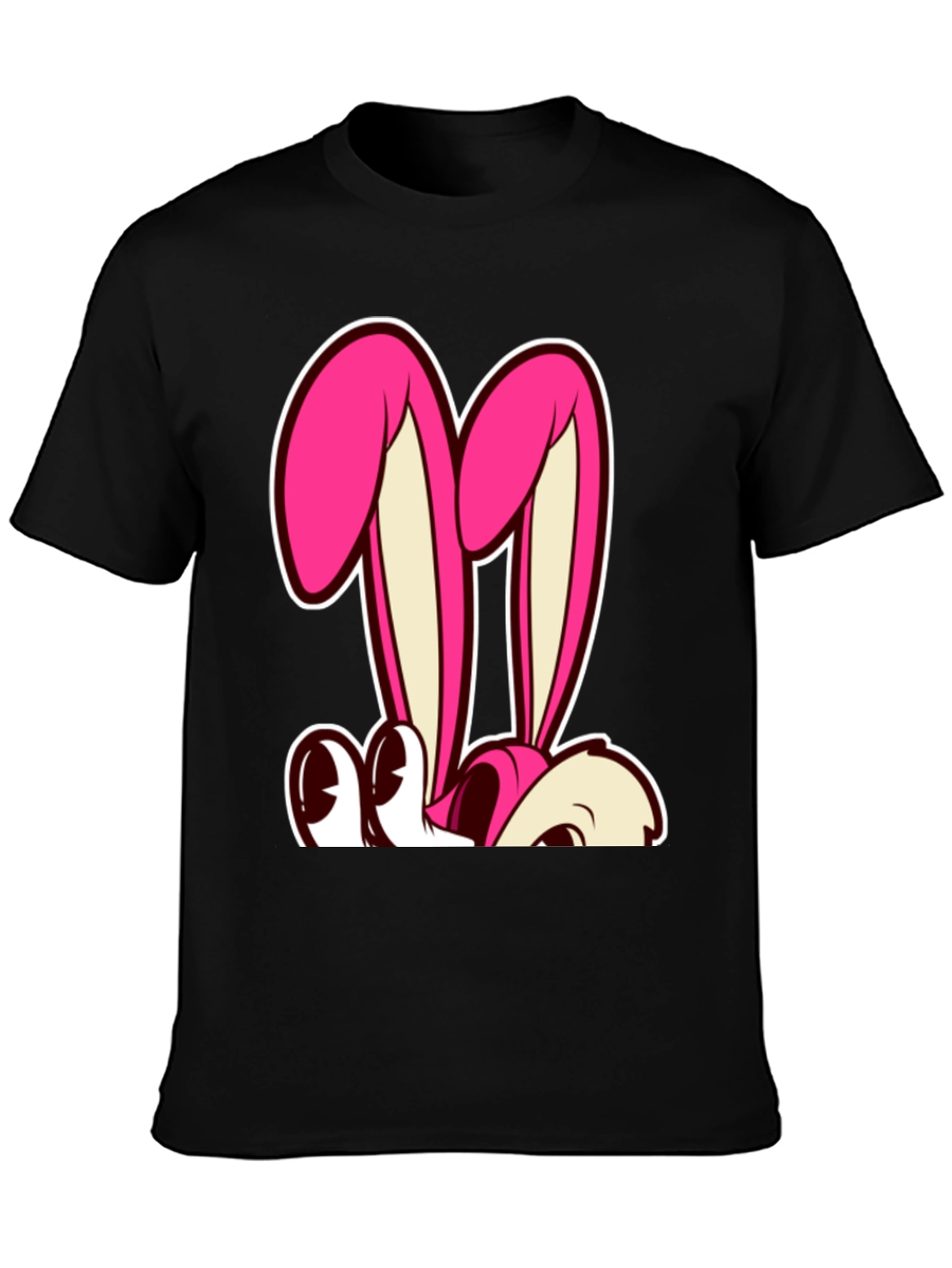 Bunny Graphic Tee - Black Cotton T-Shirt