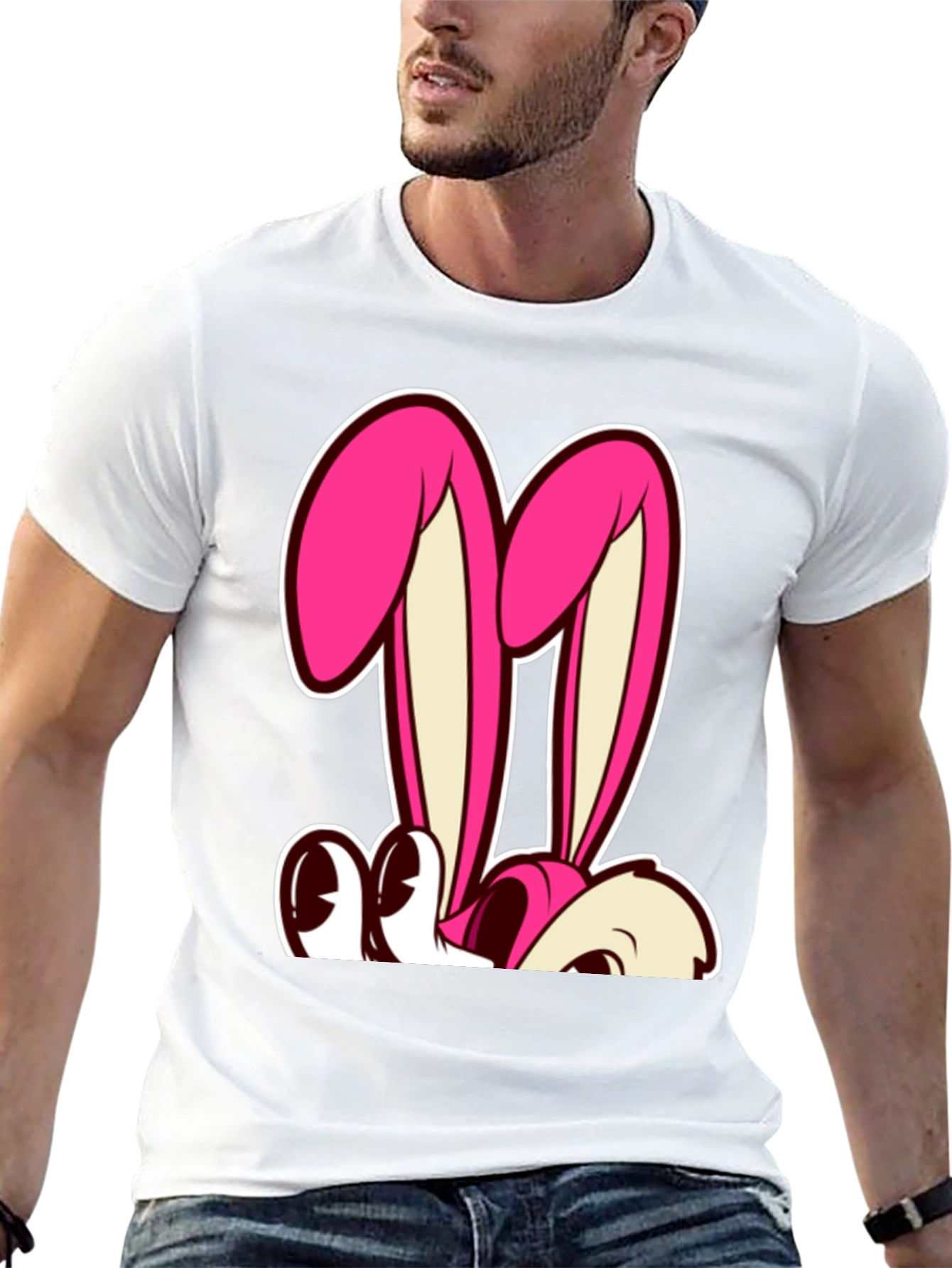 Bunny Graphic Tee - Black Cotton T-Shirt