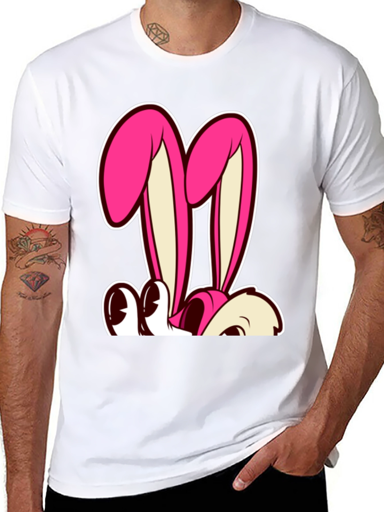 Bunny Graphic Tee - Black Cotton T-Shirt