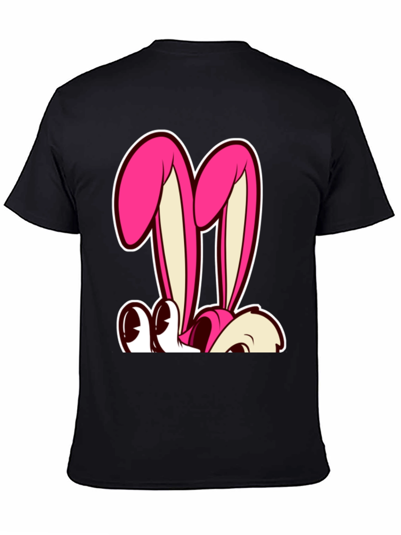 Bunny Graphic Tee - Black Cotton T-Shirt