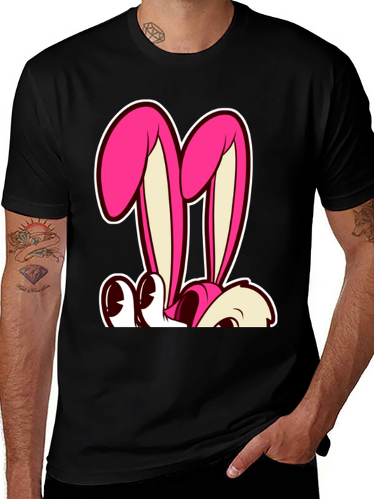 Bunny Graphic Tee - Black Cotton T-Shirt