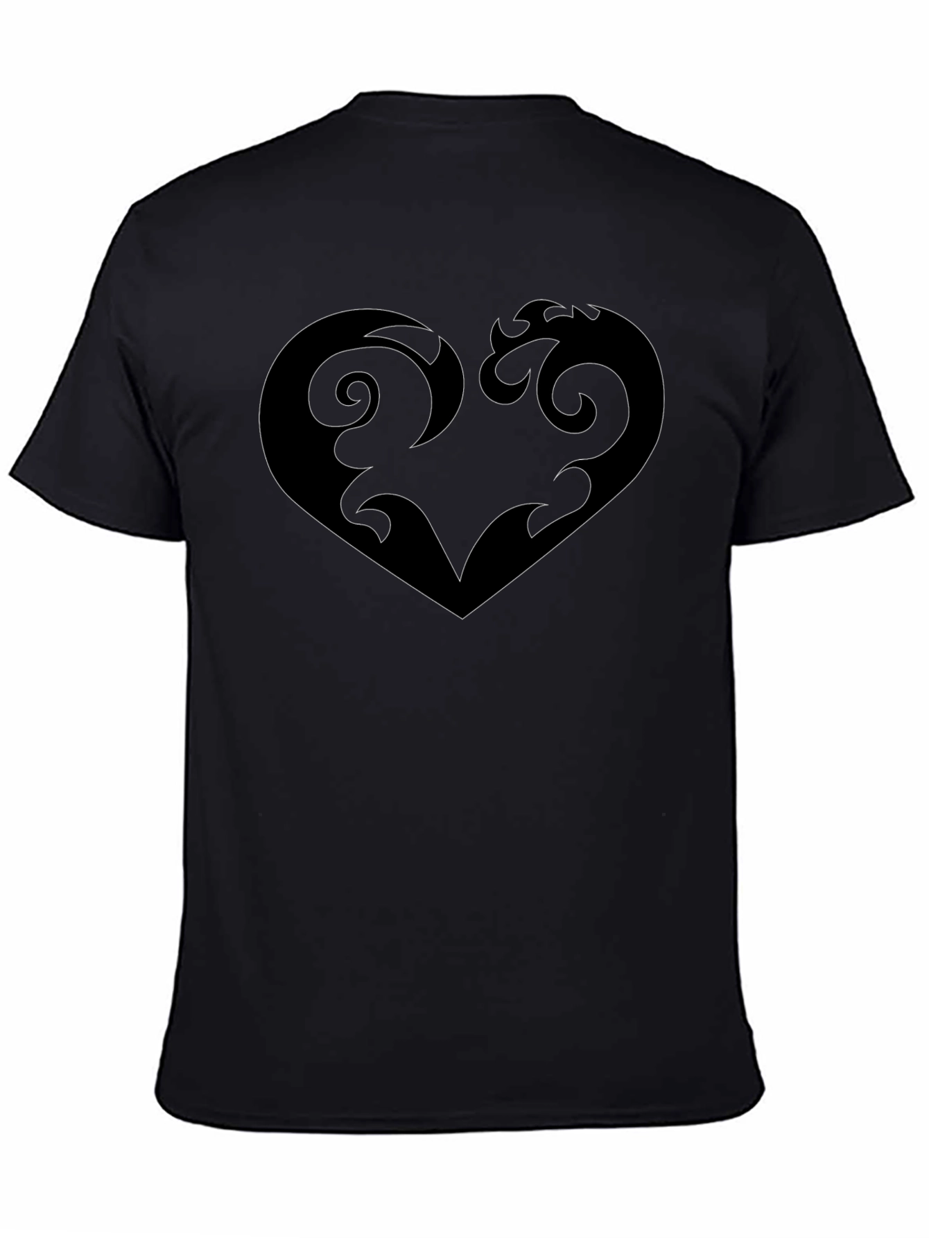 Stylish Black T-Shirt with Heart Graphic