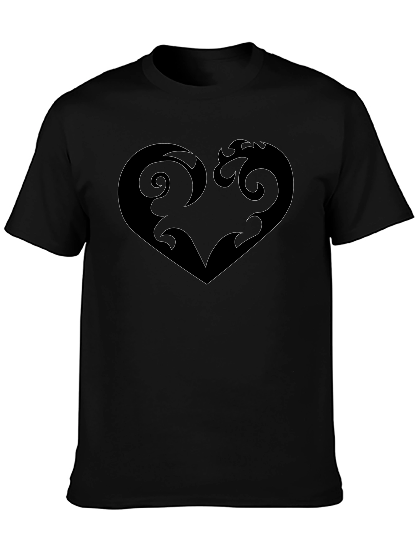 Stylish Black T-Shirt with Heart Graphic