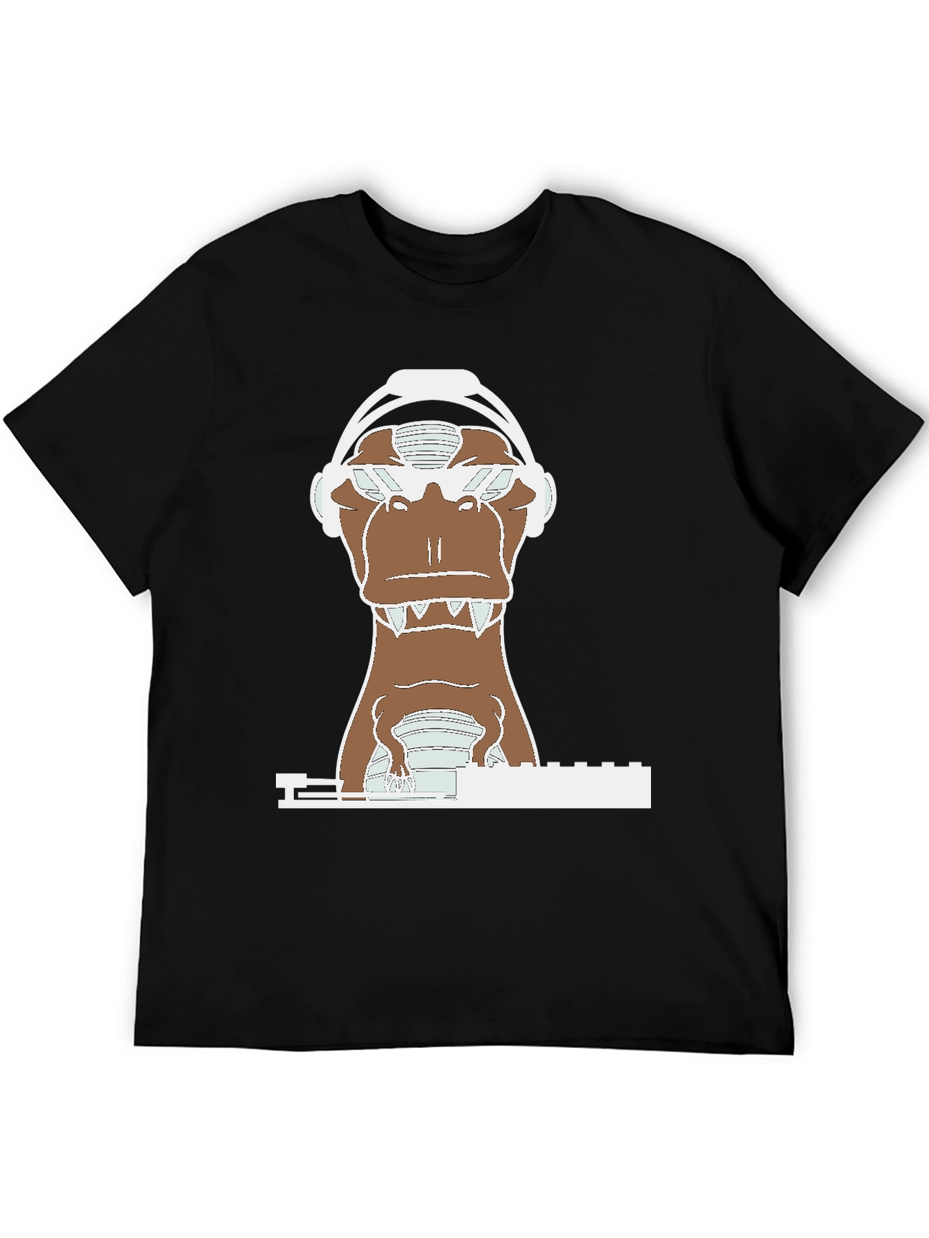 DJ Dino T-Shirt - Cool Dinosaur Headphone Tee