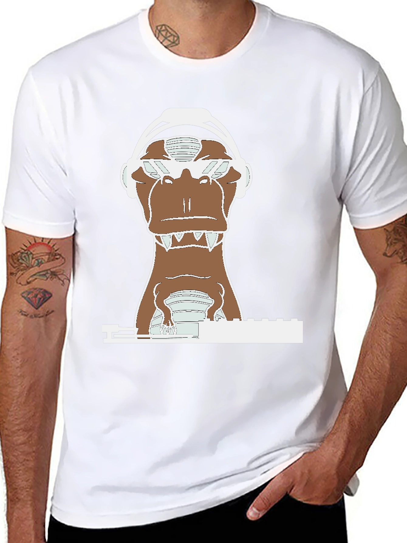DJ Dino T-Shirt - Cool Dinosaur Headphone Tee