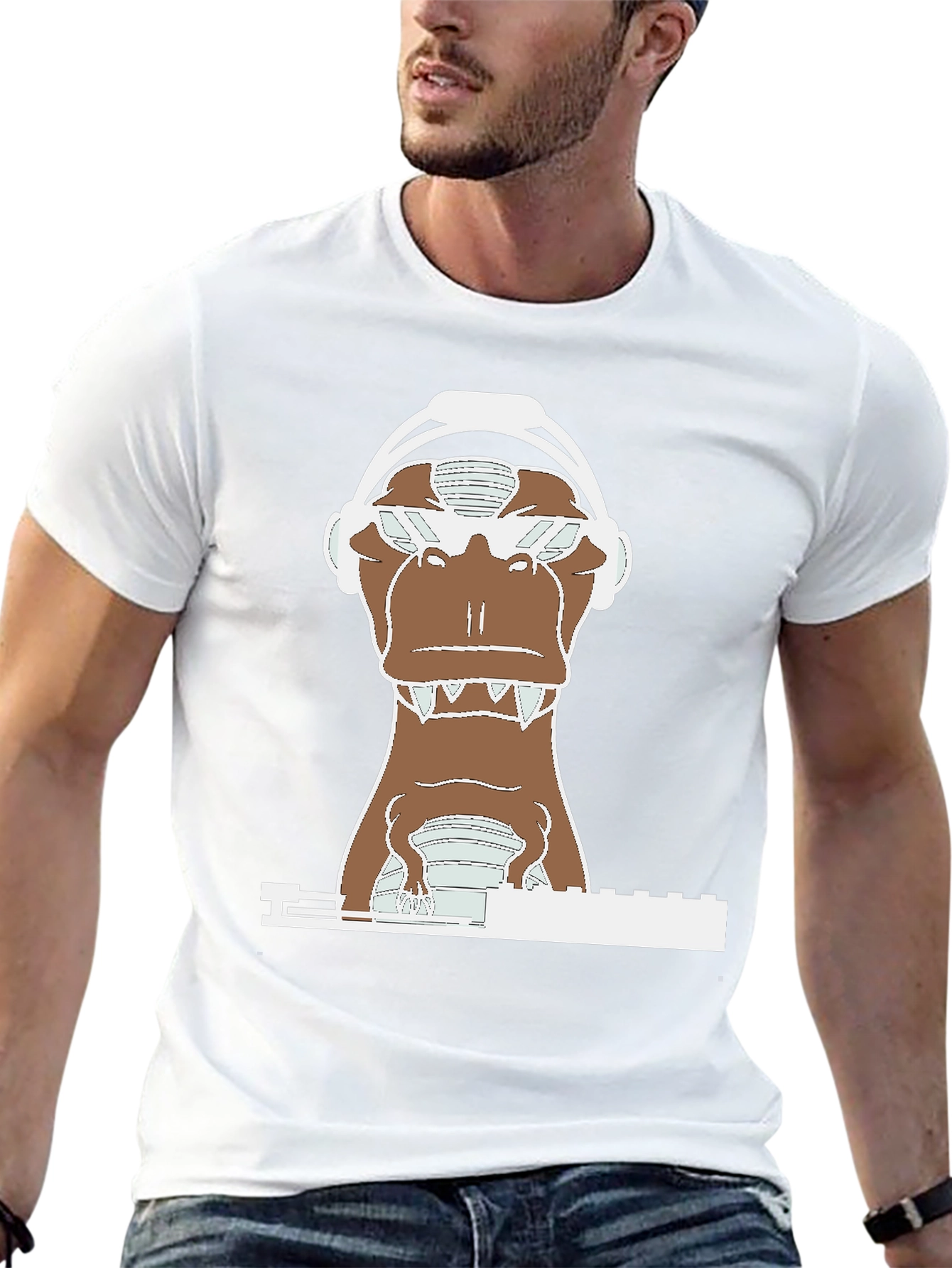 DJ Dino T-Shirt - Cool Dinosaur Headphone Tee