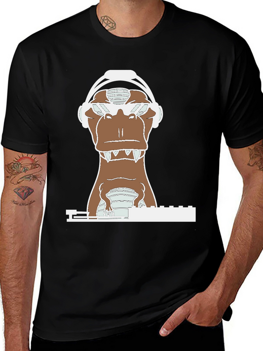 DJ Dino T-Shirt - Cool Dinosaur Headphone Tee