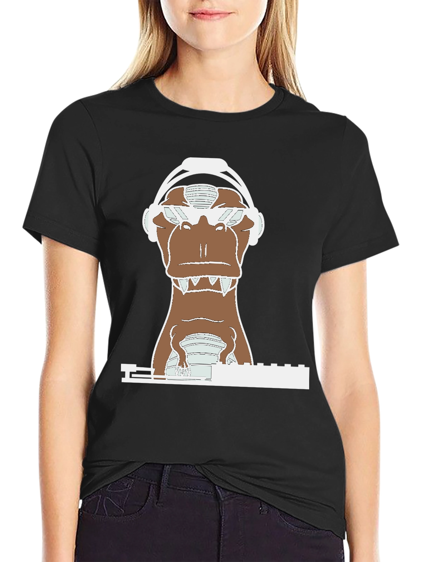DJ Dino T-Shirt - Cool Dinosaur Headphone Tee