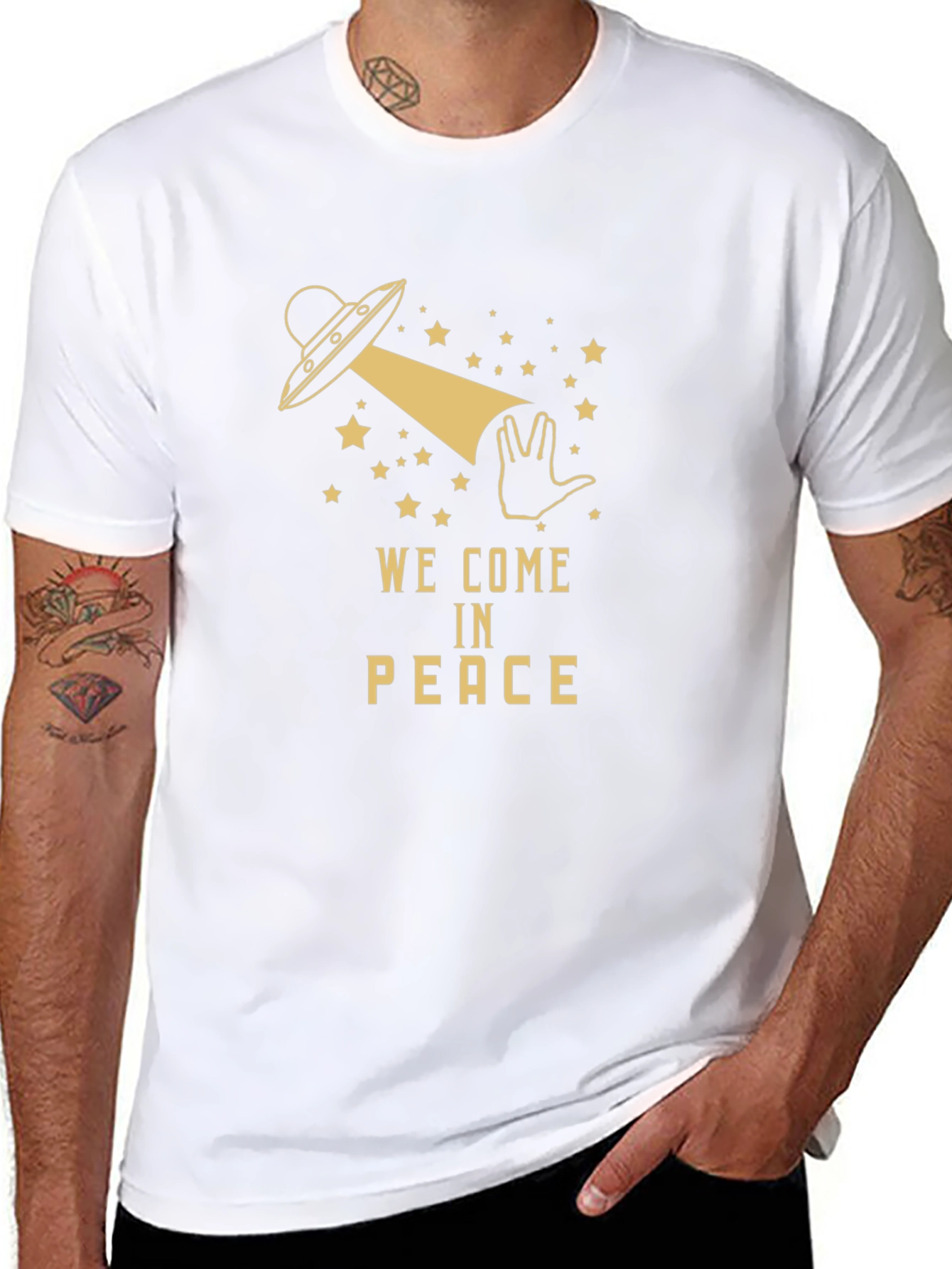 We Come in Peace UFO Graphic T-Shirt