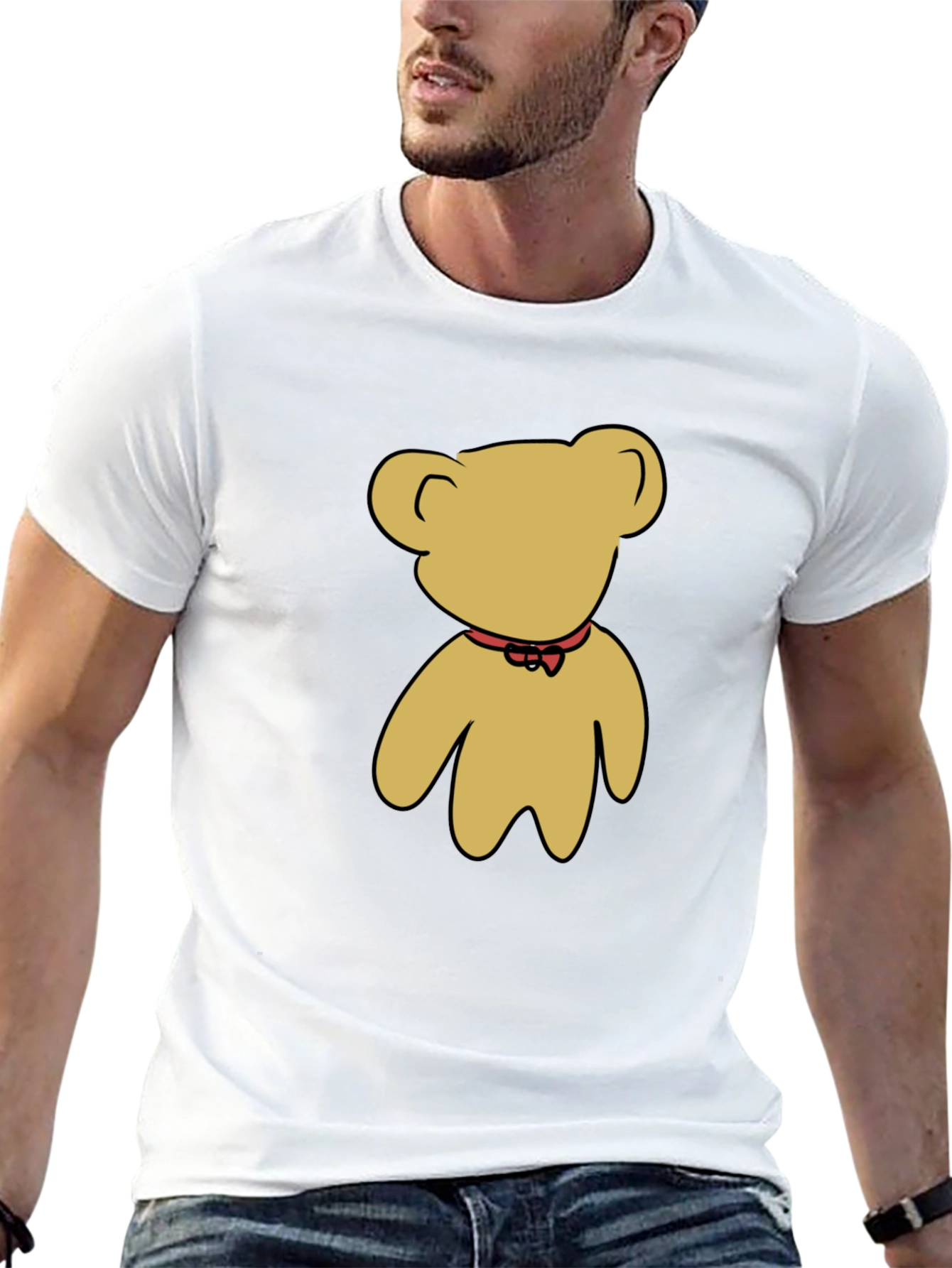 Black T-Shirt with Teddy Bear Graphic