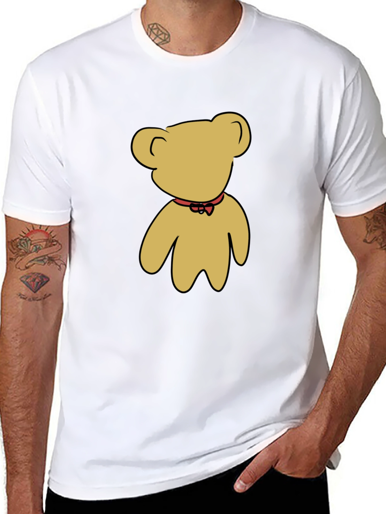 Black T-Shirt with Teddy Bear Graphic