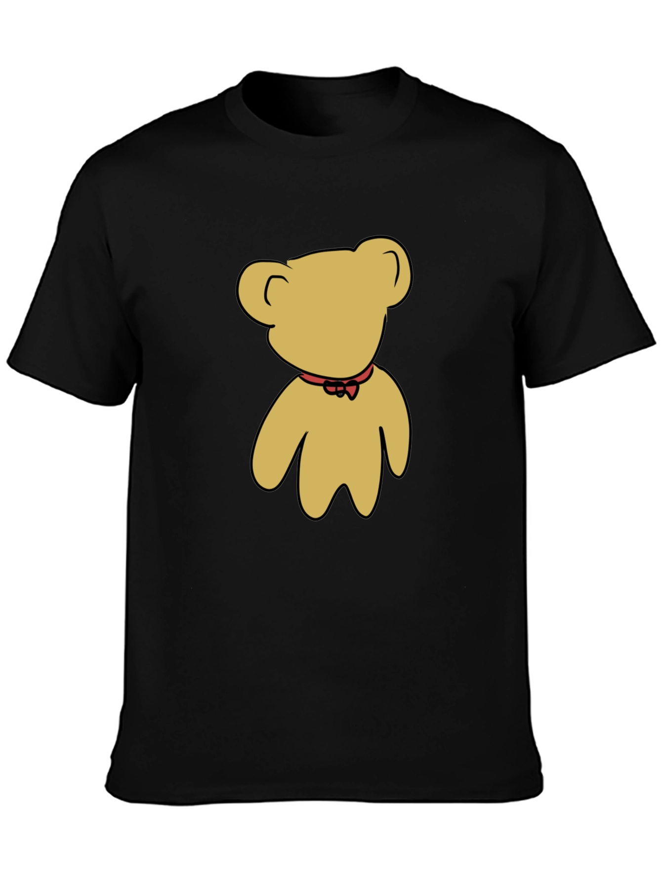 Black T-Shirt with Teddy Bear Graphic