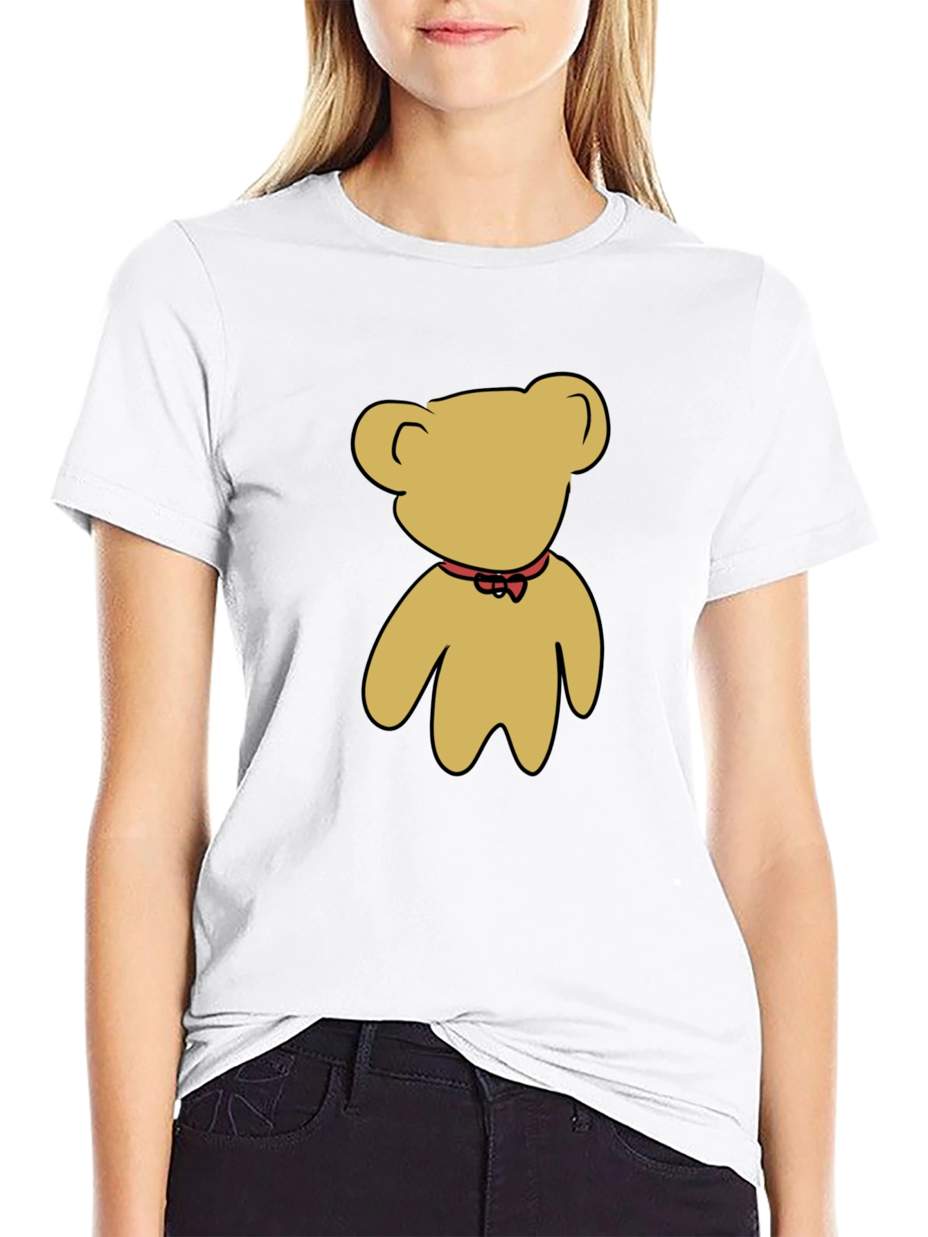 Black T-Shirt with Teddy Bear Graphic