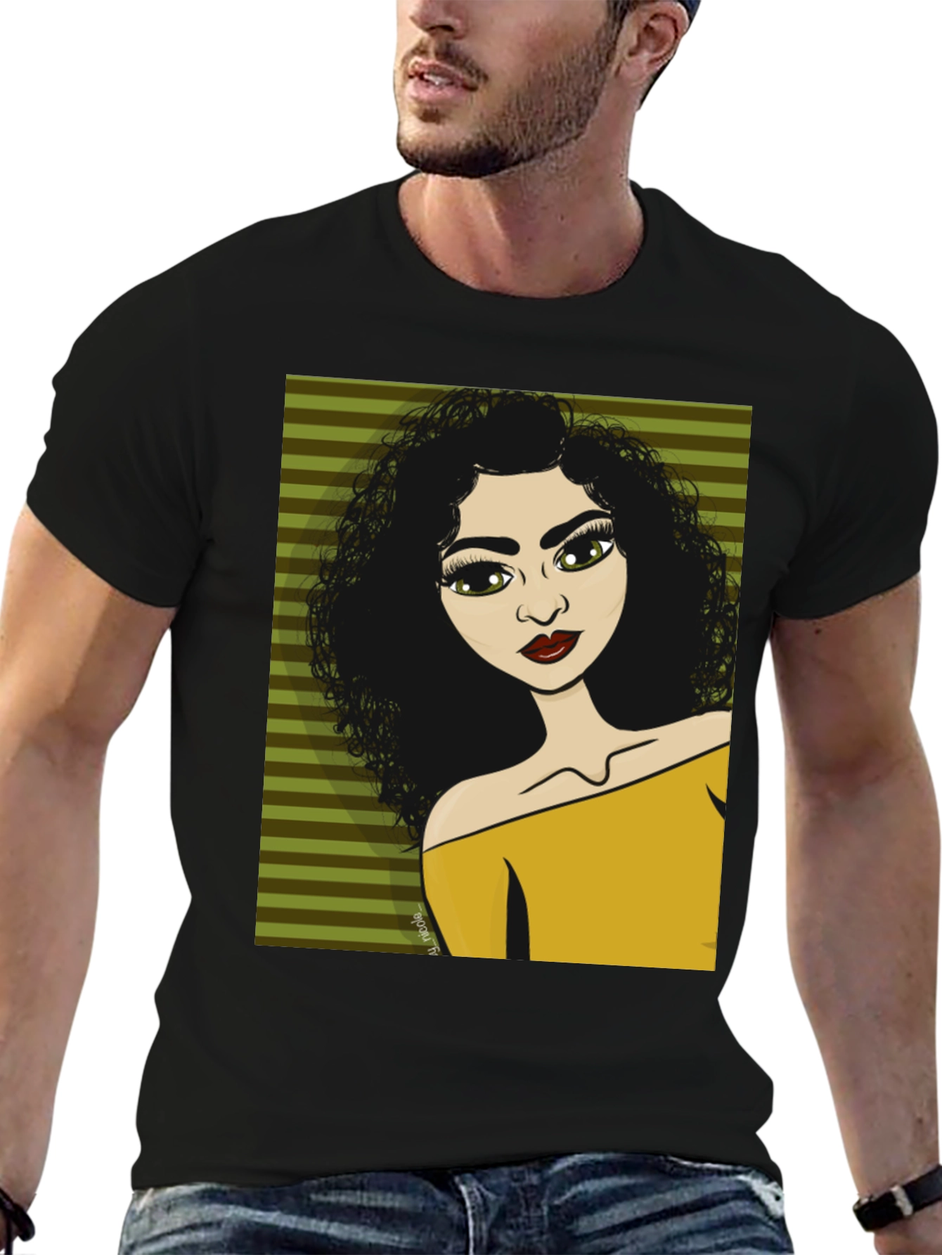 Stylish Black T-Shirt with Cartoon Graphic