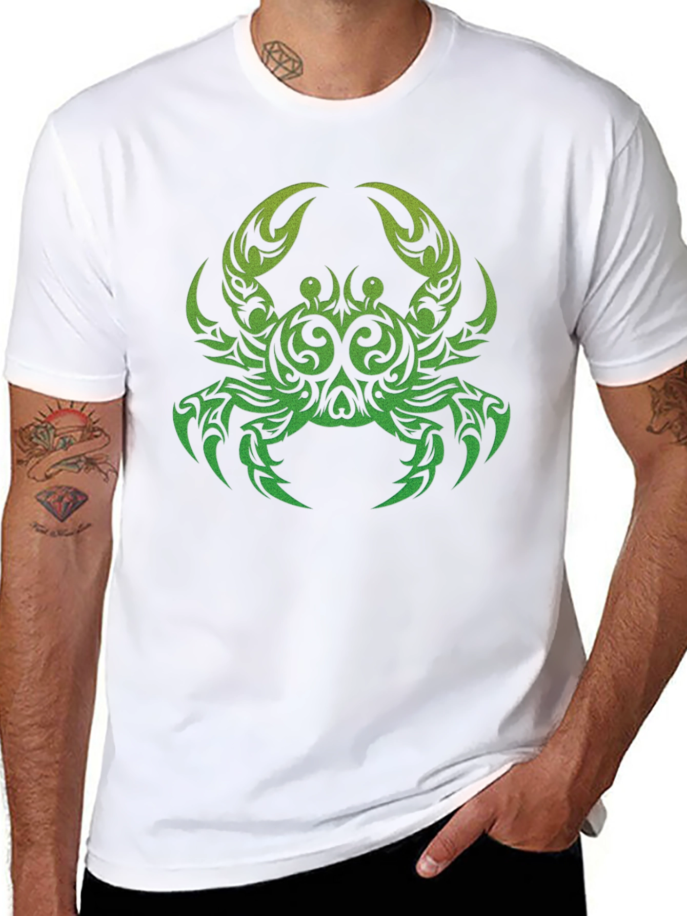 Tribal Crab Graphic Black T-Shirt