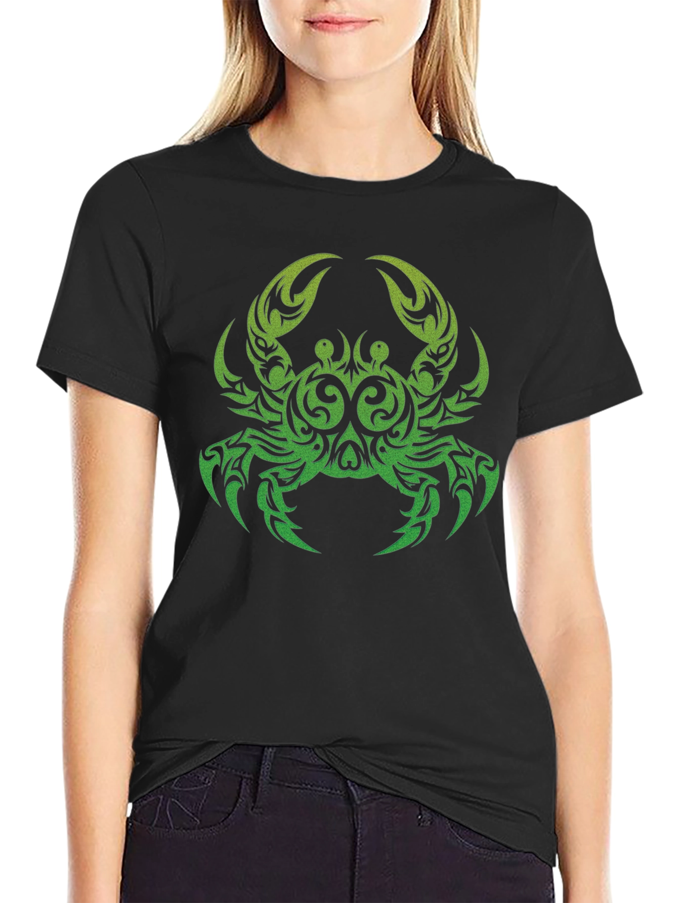 Tribal Crab Graphic Black T-Shirt