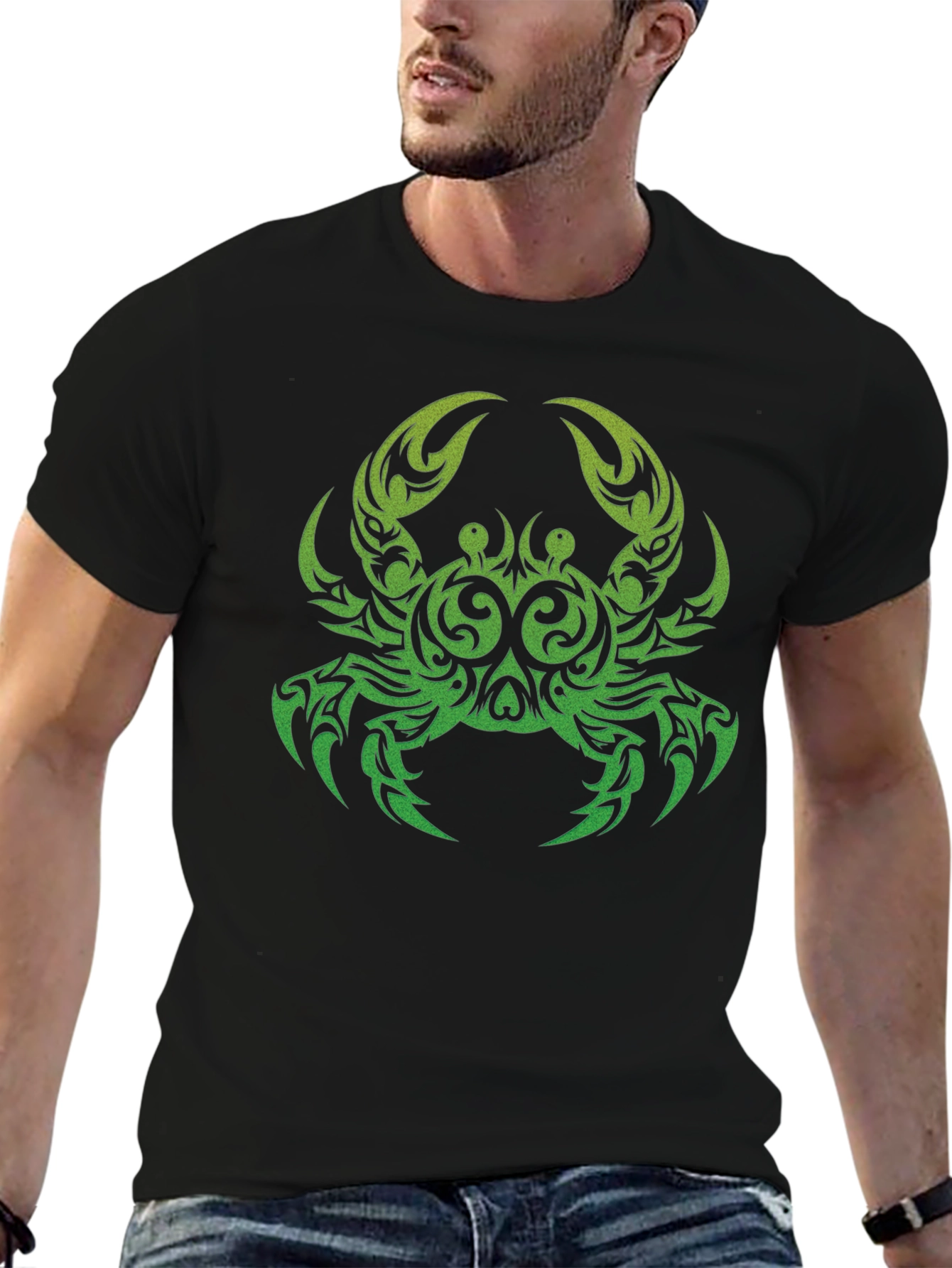 Tribal Crab Graphic Black T-Shirt