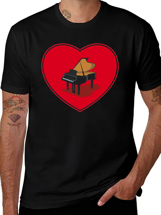 Piano Heart Graphic Tee - Music Lover Shirt