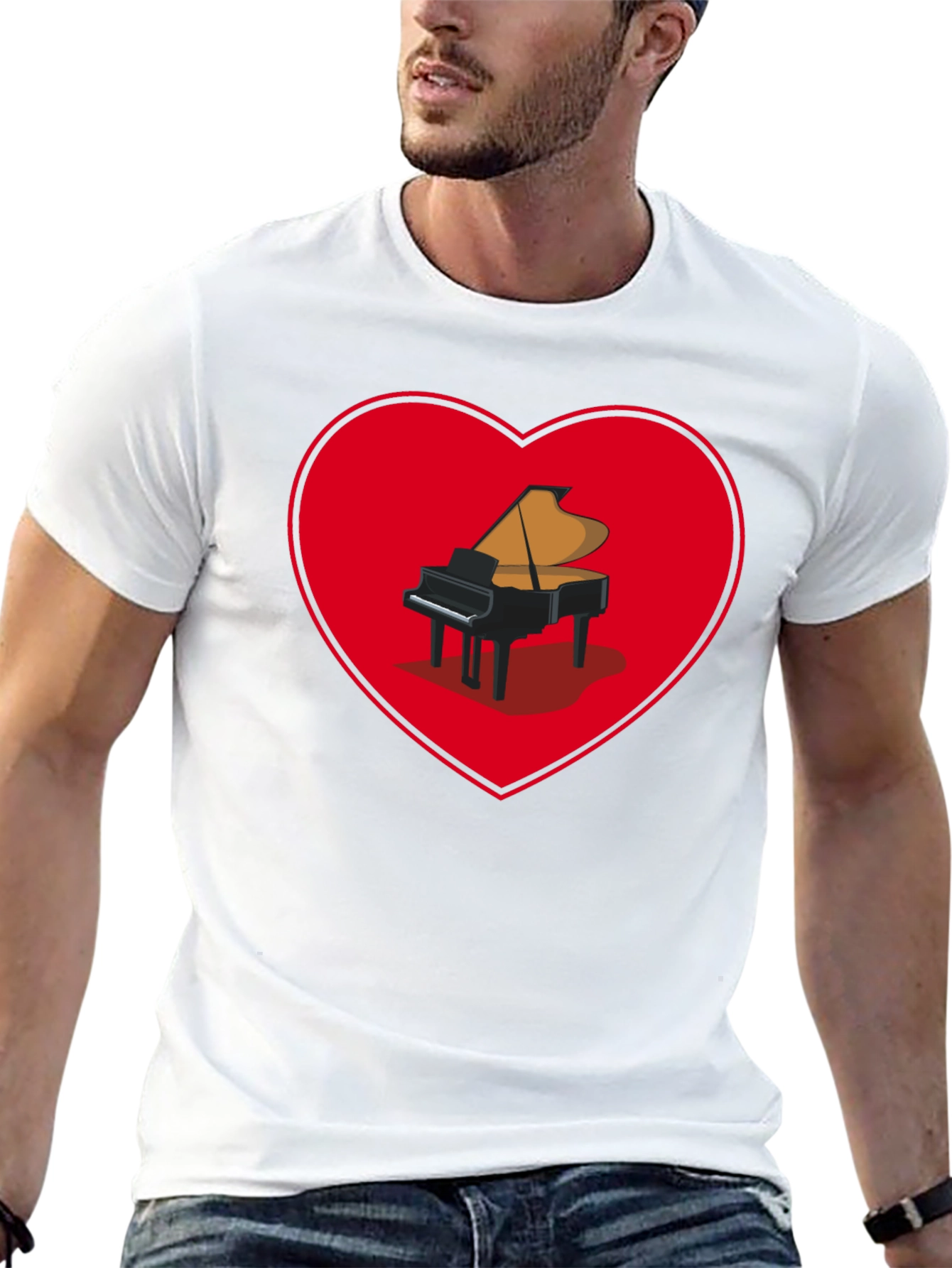 Piano Heart Graphic Tee - Music Lover Shirt