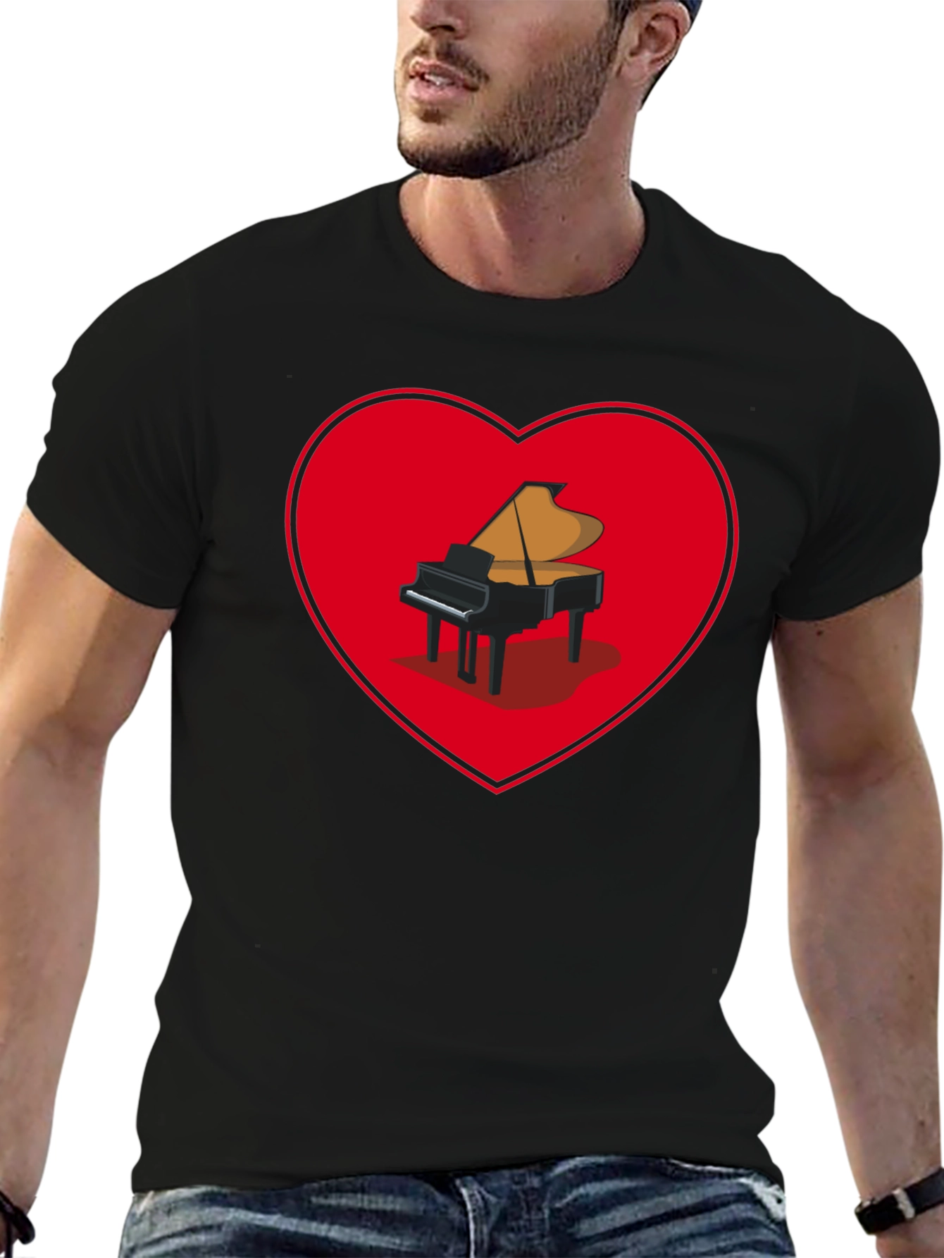 Piano Heart Graphic Tee - Music Lover Shirt
