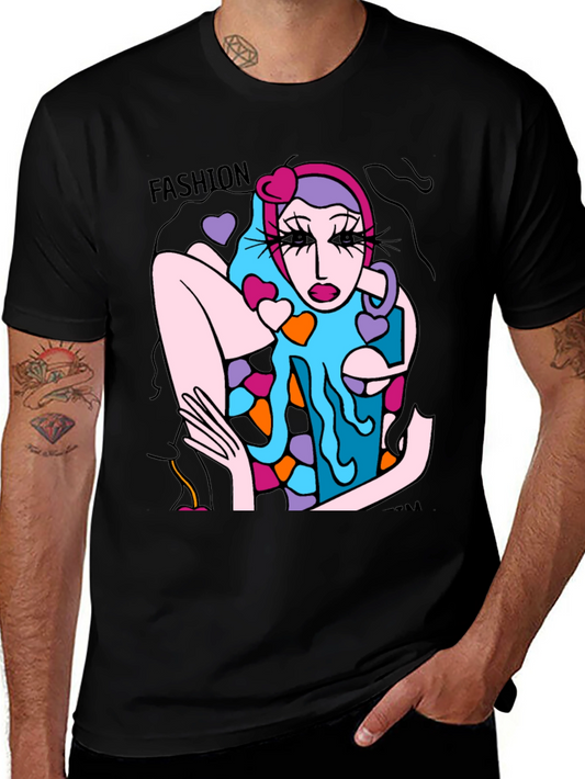 Fashion Model Graphic Tee - Unique Art T-Shirt